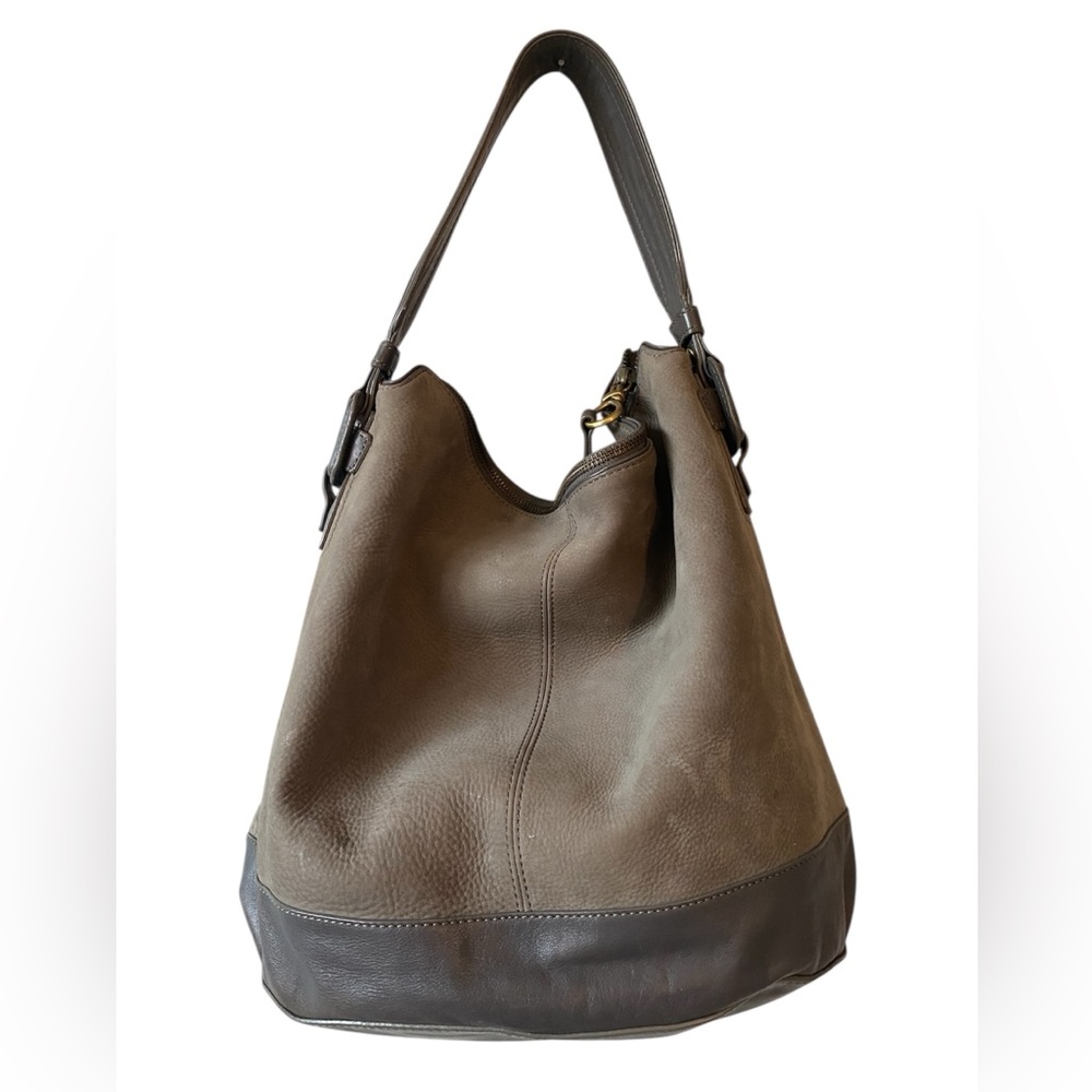 Cole Haan Leyden II Nubuck Leather Hobo Bucket Bag , Gray - Picture 3 of 16